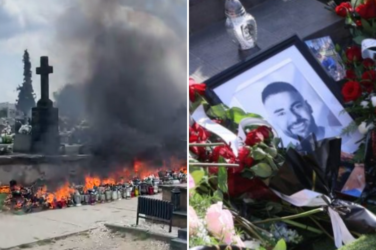Pożar grobu Łukasza Litewki. Jest nowy komentarz służb, na miejscu pojawiła się policja