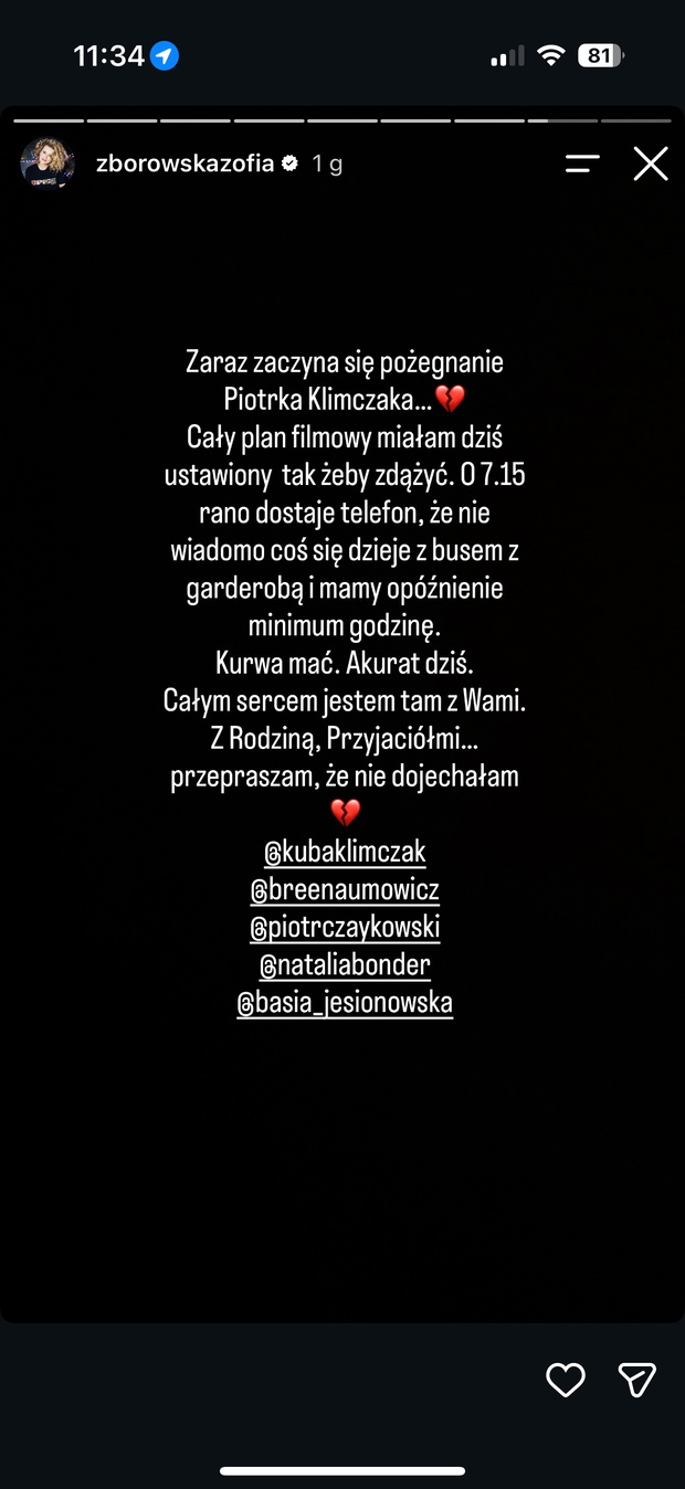 Zborowska zabrała głos ws. pogrzebu Klimczaka
