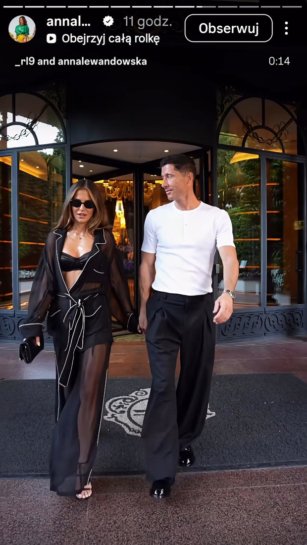Anna Lewandowska w transparentym pareo na randce z mężem