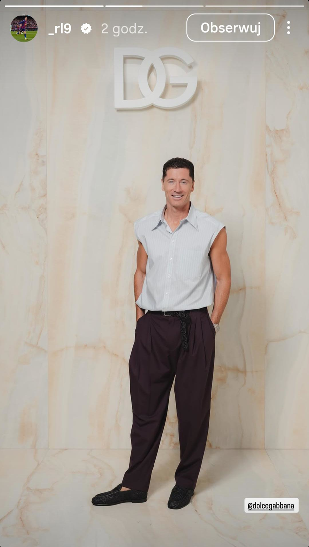 Robert Lewandowski zadał szyku na pokazie Dolce&Gabbana w Mediolanie
