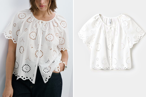 Modna bluzka ''Embroidery'' w stylu Marty z "Love is Blind: Polska'' z Mango za 139,99 złotych