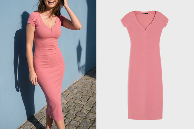 Modna sukienka w kolorze ''spanish pink'' w stylu Anny Lewandowskiej z Sinsay  za 19,99 złotych