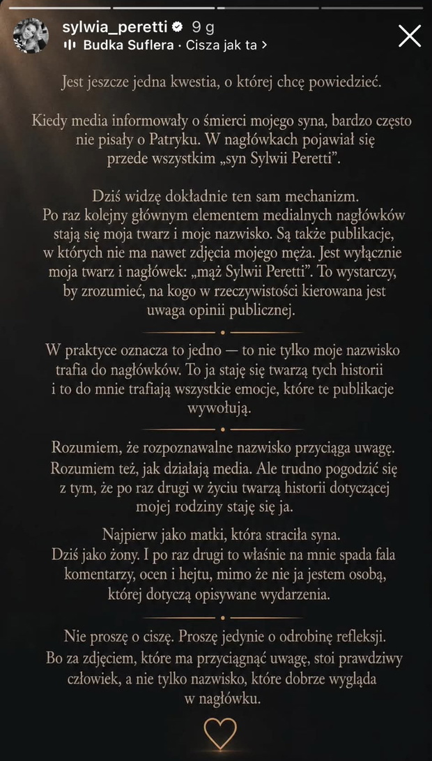 Oświadczenie Sylwii Peretti