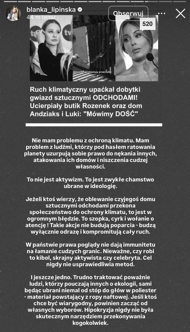 Blanka Lipińska ostro o ataku na Rozenek i Andziaks
