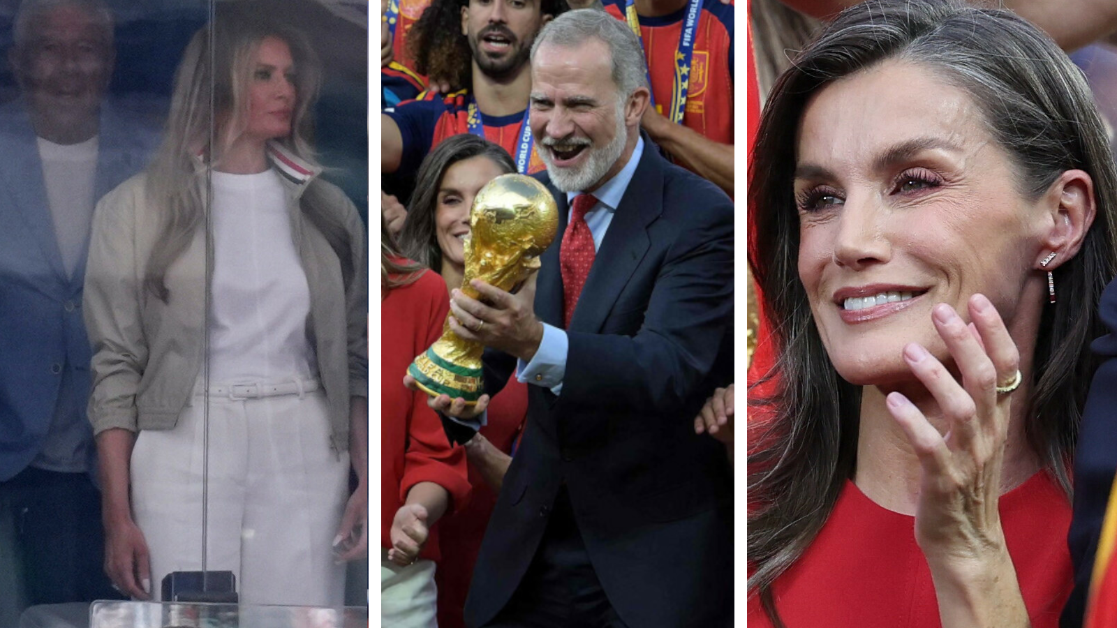 Sportowa Melia Trup i elegancka Królowa Letizia na finale mundialu. Ta suknia królowej Hiszpanii skradła całe show