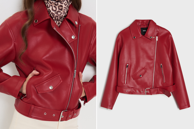 Modna kurtka typu ''Ruby Puff Leather'' w stylu Edyty Zając z Sinsay za 79,99 złotych