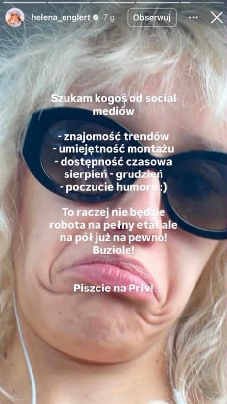 Helena Englert szuka pracownika