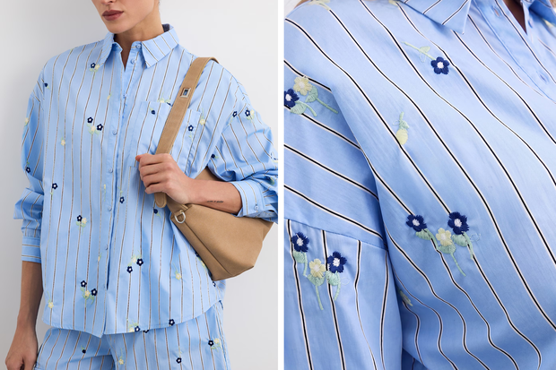 Modna bluzka ''Floral Embroidered Oxford'' w stylu Małgorzaty Rozenek-Majdan z Mohito za 69,99 złotych