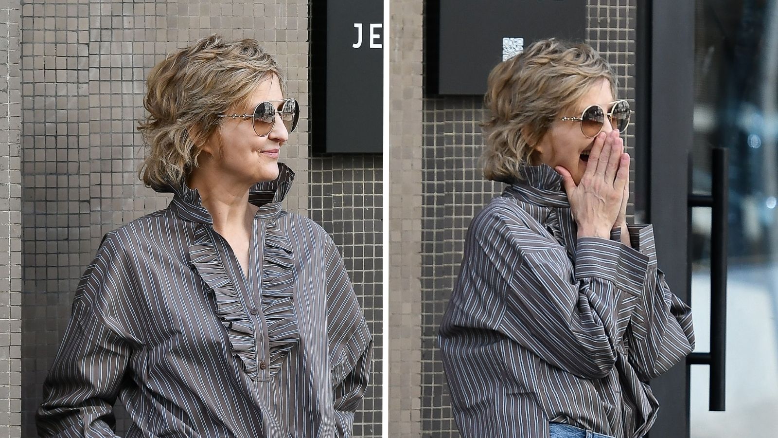 Iza Kuna szykuje się na jesień. Gwiazda "Tańca z Gwiazdami"  przyciągnęła uwagę paparazzi w modnej koszuli "ruffle"