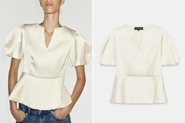 Modna bluzka ''peplum puffed sleeves'' w stylu Maliki z ''Love is Blind: Polska'' z Zary za 109 złotych