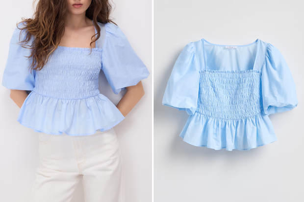 Modna bluzka ''peplum puffed sleeves'' w stylu Maliki z ''Love is Blind: Polska'' z Reserved za 39,99 złotych