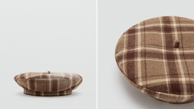 Beret w kratę z Mango