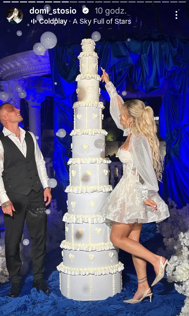 Dominika Stosio z 5. edycji ''Hotelu Paradise'' już po ślubie. Miała 10-piętrowy tort