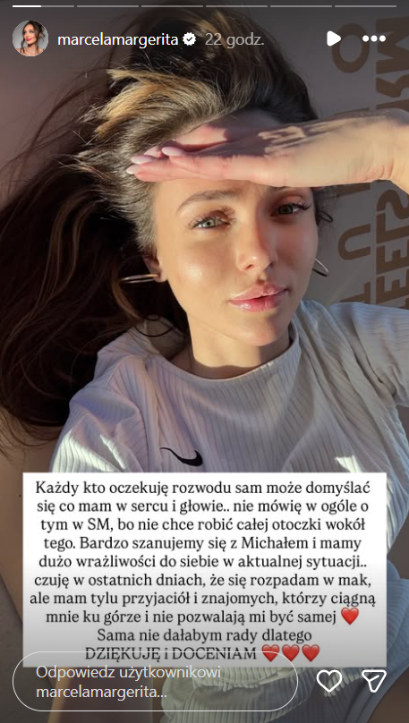 Marcela Leszczak we wpisie mówiła o swoich emocjach związanych z rozwodem 