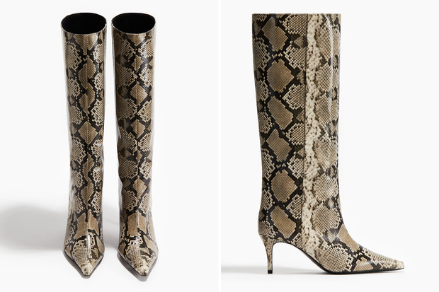 Modne wężowe kozaki typu ''serpent'' w stylu Lary Gessler z H&M za 259,99 złotych