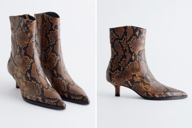 Modne wężowe kozaki typu ''serpent'' w stylu Lary Gessler z H&M w kolaboracji z & Other Stories za 790 złotych