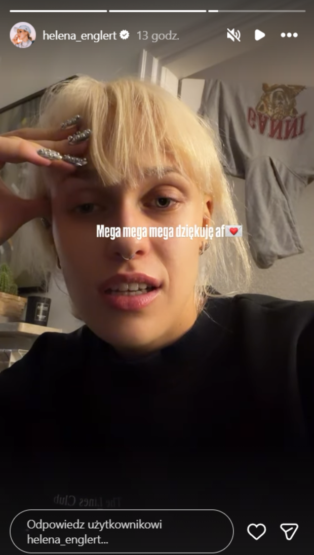 Helena Englert dziękuje za wsparcie po wyznaniu w 