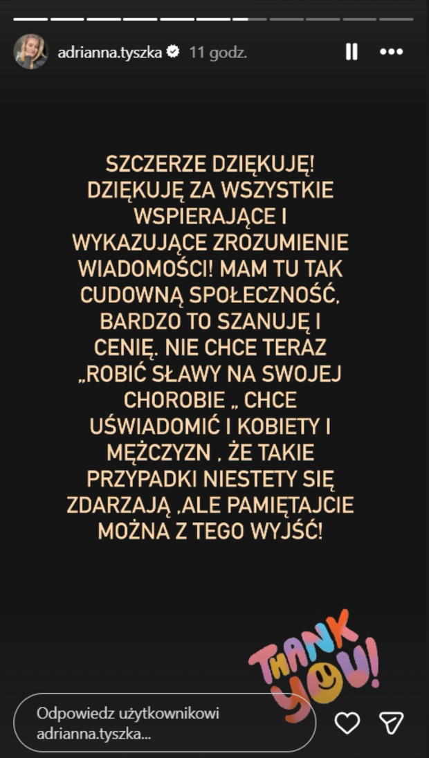 Ada z Rolnika dziękuje fanom za wsparcie