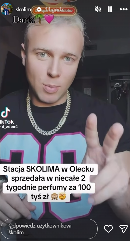 Skolim pochwalił się biznesowym sukcesem w mediach społecznościowych 