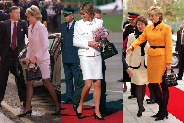 Księżna Diana z czarną torebką Lady Dior