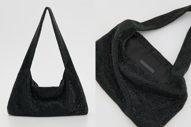 Czarna torebka hobo ze strassem z Reserved