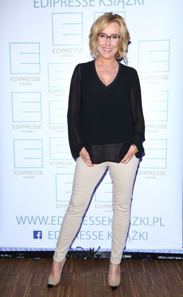 Agata Młynarska na premierze książki Anny Jurksztowicz