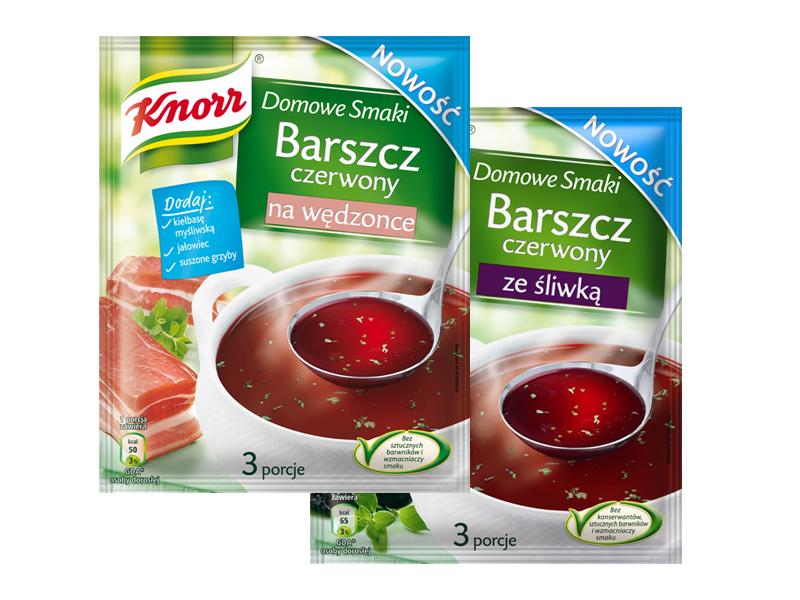 Barszcz czerwony ze śliwką Knorr oraz Barszcz czerwony z wędzonką Knorr