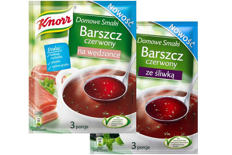 Barszcz czerwony ze śliwką Knorr oraz Barszcz czerwony z wędzonką Knorr