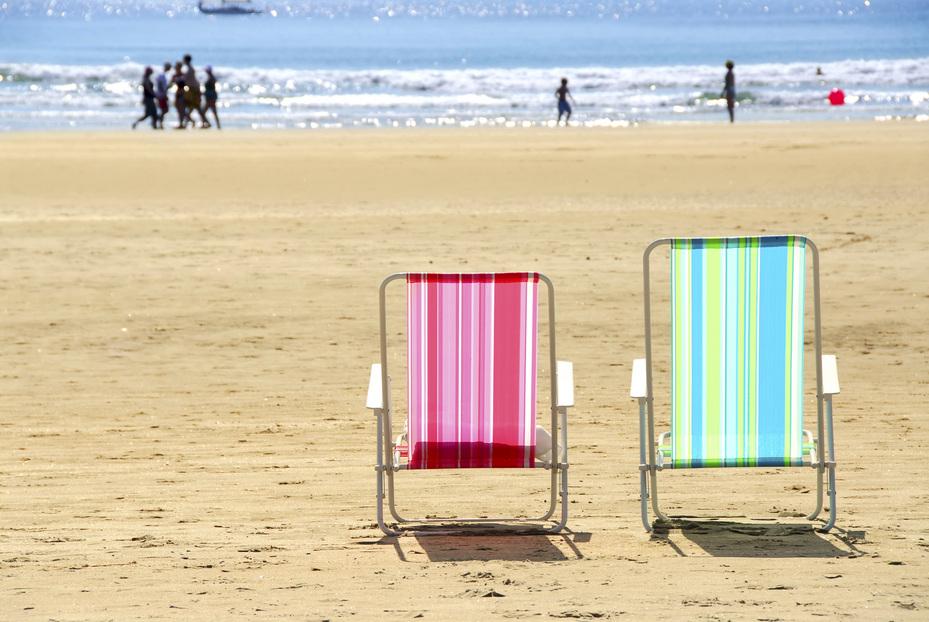 plaża, leżaki, wakacje