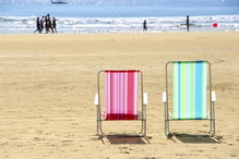 plaża, leżaki, wakacje