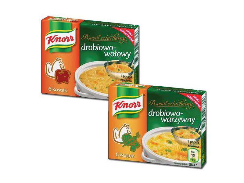 Rosół szlachetny Knorr: drobiowo-wołowy lub drobiowo-warzywny
