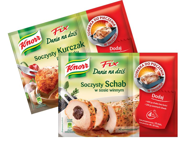 Soczysty Schab w sosie winnym i Soczysty Kurczak po cygańsku - nowe Fixy Knorr. Danie na dziś