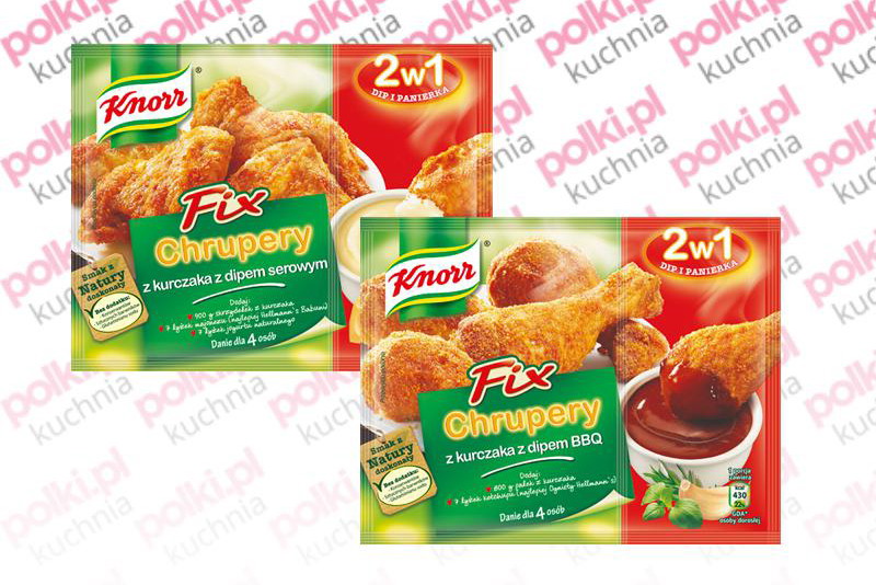 Fixy Knorr: Chrupery z kurczaka z dipem serowym oraz Chrupery z kurczaka z dipem BBQ
