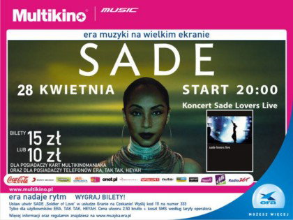 Koncert Sade na ekranie Multikina Arkady Wrocławskie