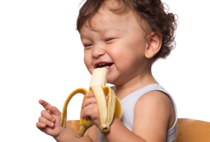 Child with banana.