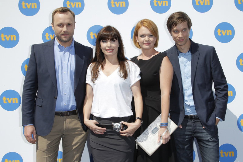 Leszek Lichota, Agnieszka Dygant, Daria Widawska i Michał Mikołajczak na prezentacji jesiennej ramówki TVN