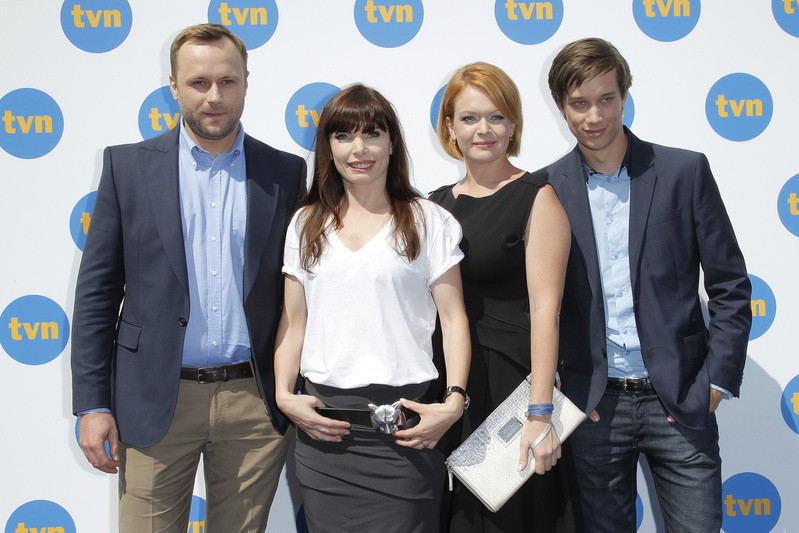 Leszek Lichota, Agnieszka Dygant, Daria Widawska i Michał Mikołajczak na prezentacji jesiennej ramówki TVN