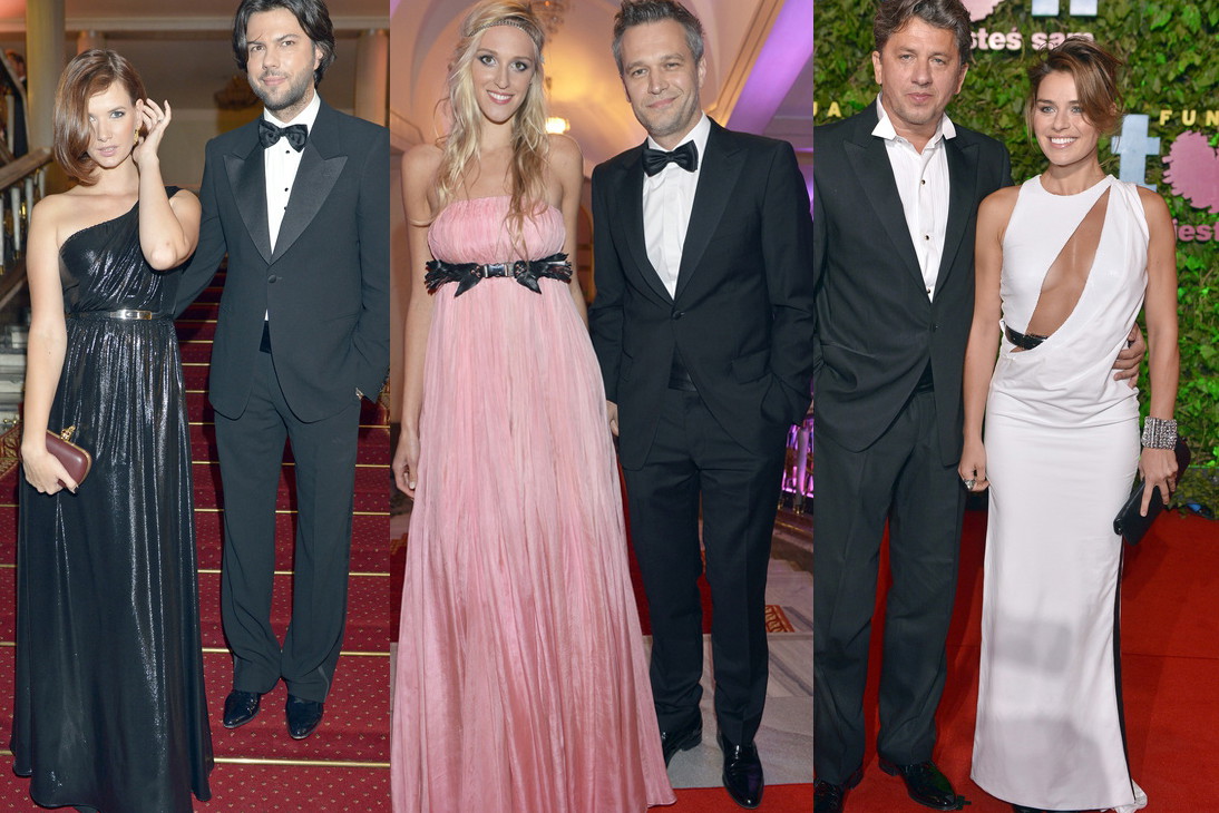Karolina Malinowska, Olivier Janiak, Aleksandra Adamczyk, Michał Żebrowski, Janusz Józefowicz i Natasza Urbańska na balu Fundacji TVN