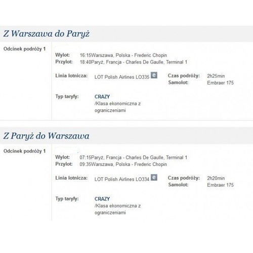 Bilet do Paryża