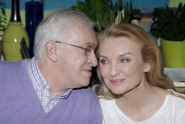Michał Grudziński i Halina Skoczyńska na konferencji serialu Rodzinka