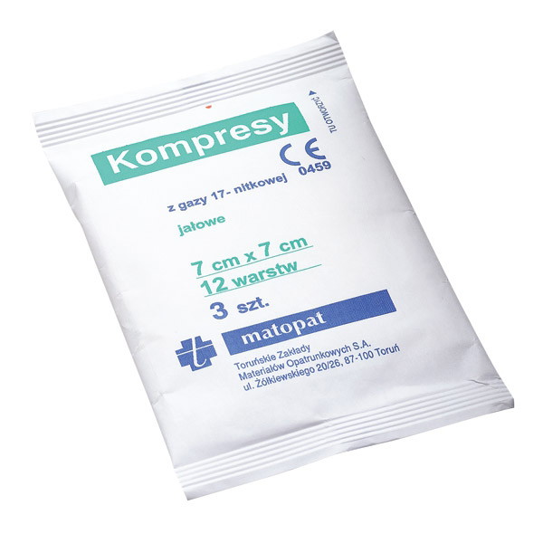Jałowe kompresy z gazy Matopat, ok. 0,50 zł