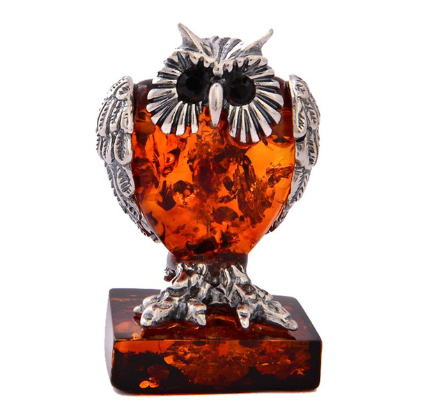 Bursztynowe dodatki do domu: Figurka Sowa z koniakowym bursztynem, 299 zł, ambertic