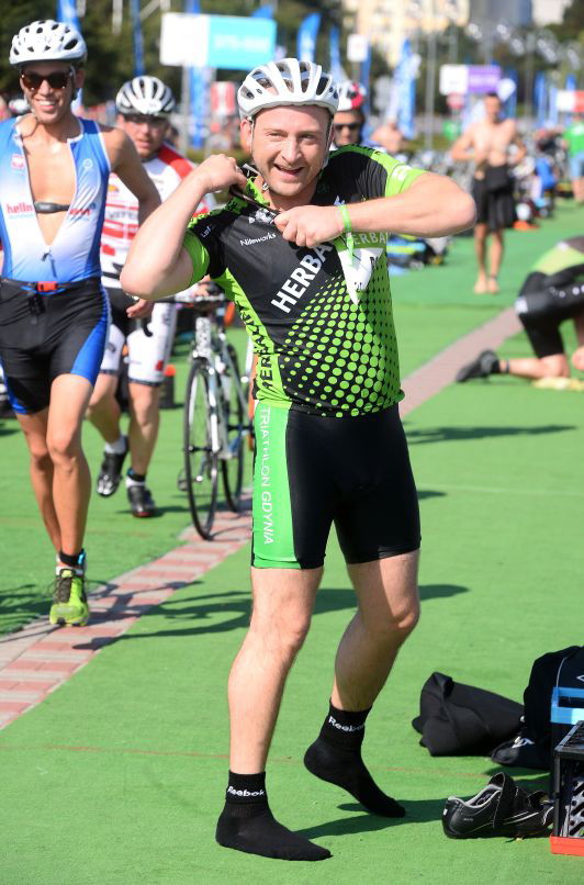 Borys Szyc podczas zawodów Herbalife Triathlon Gdynia 2013