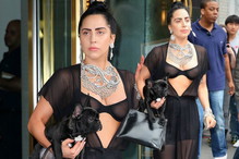 Lady Gaga na spacerze z psem