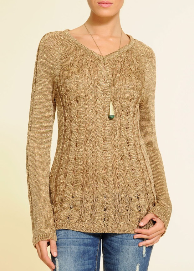 beżowy sweter Mango pleciony - jesień-zima 2010/2011