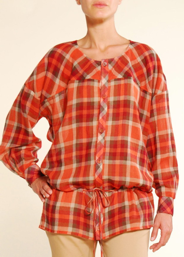 czerwona bluza Mango w kratkę - jesień-zima 2010/2011