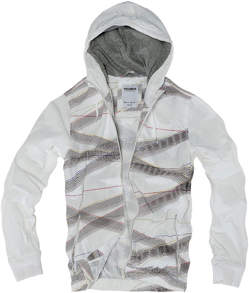 biała kurtka Pull and Bear z kapturem - moda 2011