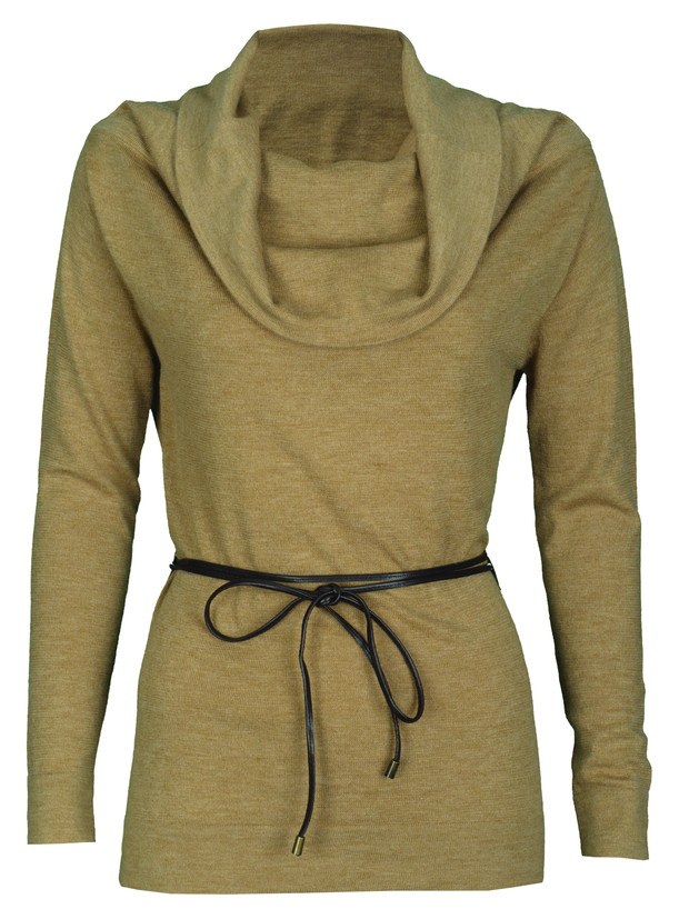 beżowy sweter Top Secret z paskiem - jesień/zima 2011/2012