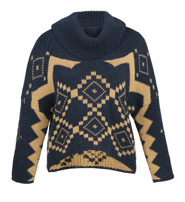 granatowy sweter Viceversa we wzory - jesień/zima 2011/2012