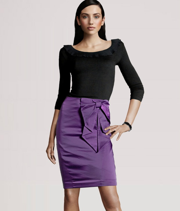 fioletowa spódnica H&M z kokardą - jesień/zima 2011/2012